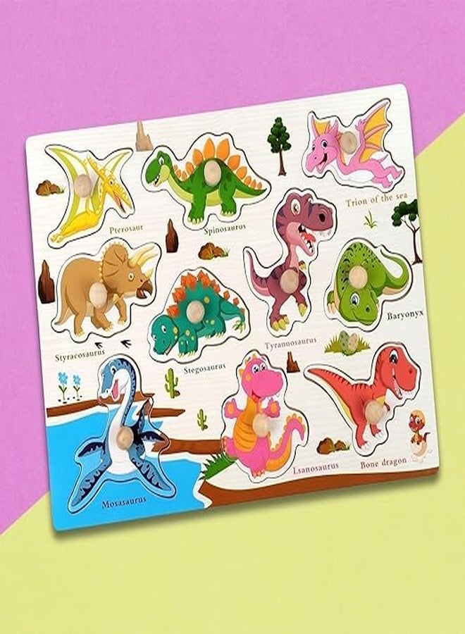 NEKSTY Wooden 10 Pieces Dinosaur Themed Pegged Knob Toy - Image 2